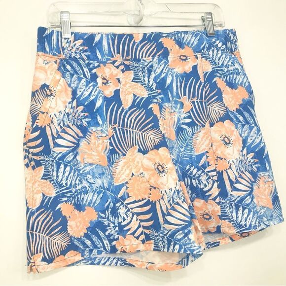 Columbia PFG Tidal Wave Blue Peach Tropical Floral Print Pull On Quick Dry Short - Picture 2 of 11